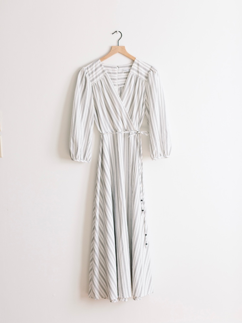 Calvin Klein Grey + White Stripe Dress